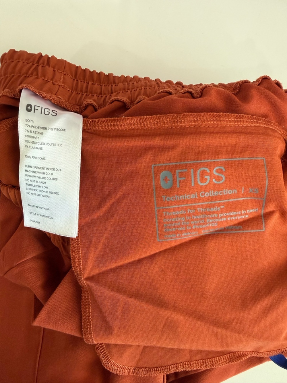 FIGS Technical Collection Jogger Scrub Pants XS Burnt Orange Elastic Waist Cargo - Picture 8 of 11